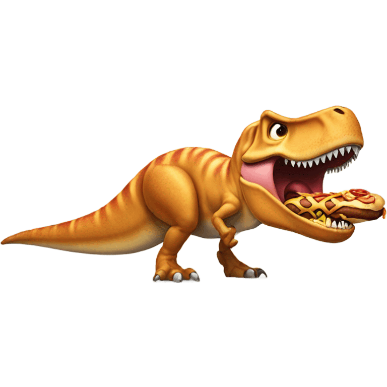 A T. rex eating a hotdog emoji