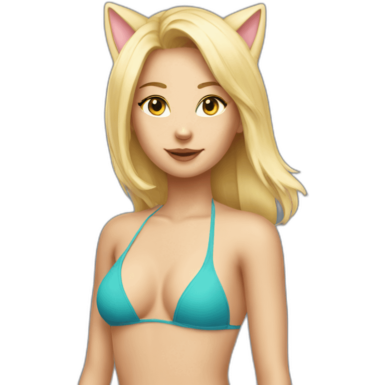 hot catgirl blonde swim suit emoji