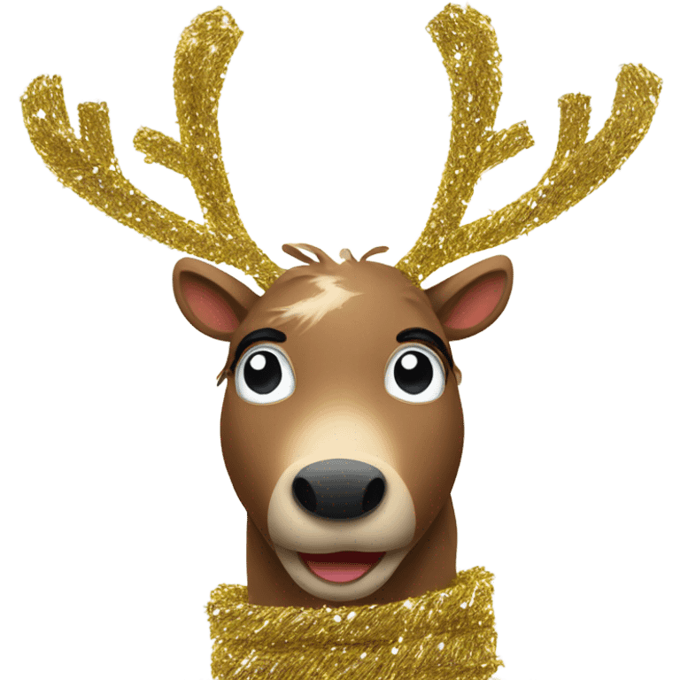 Reindeer stuck in tinsel emoji