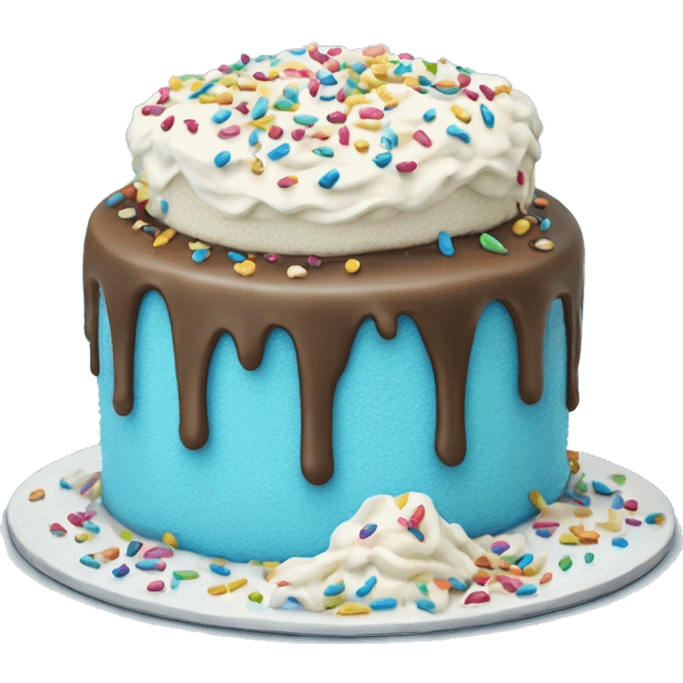 Realistic Blue icing vanilla cake with sprinkles  emoji