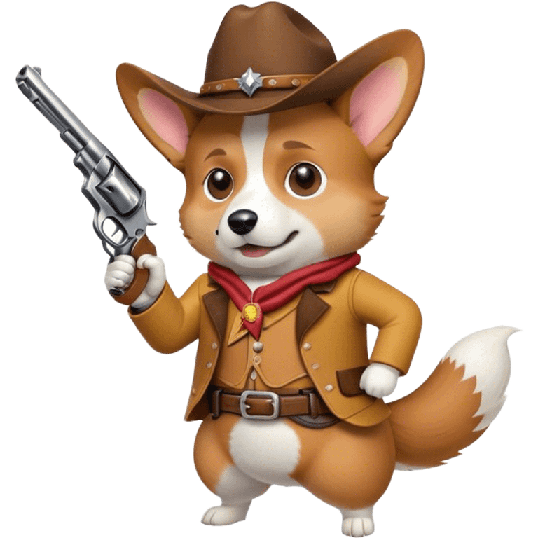 Corgi cowboy shooting a revolver emoji