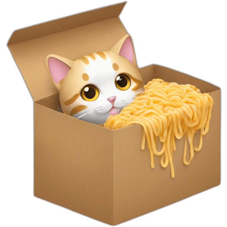 Cat and ramen in box emoji