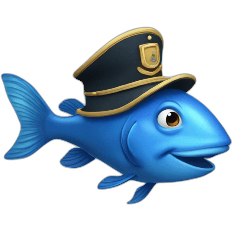 blue fish with captain's hat emoji