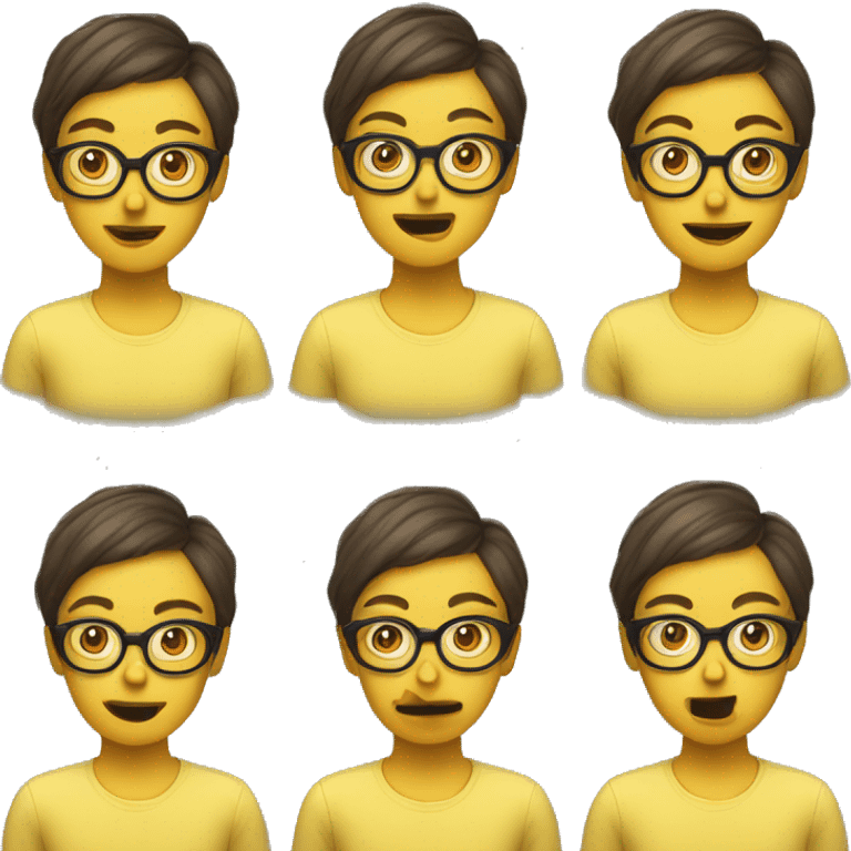 classic circular yellow nerd emoji female nerd emoji with glasses, acne, and a comically large forehead  emoji