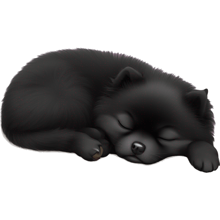 Sleeping black pomeranian emoji