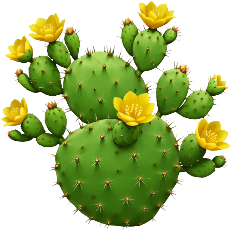 Isolated Prickly pear cactus with flowers emoji