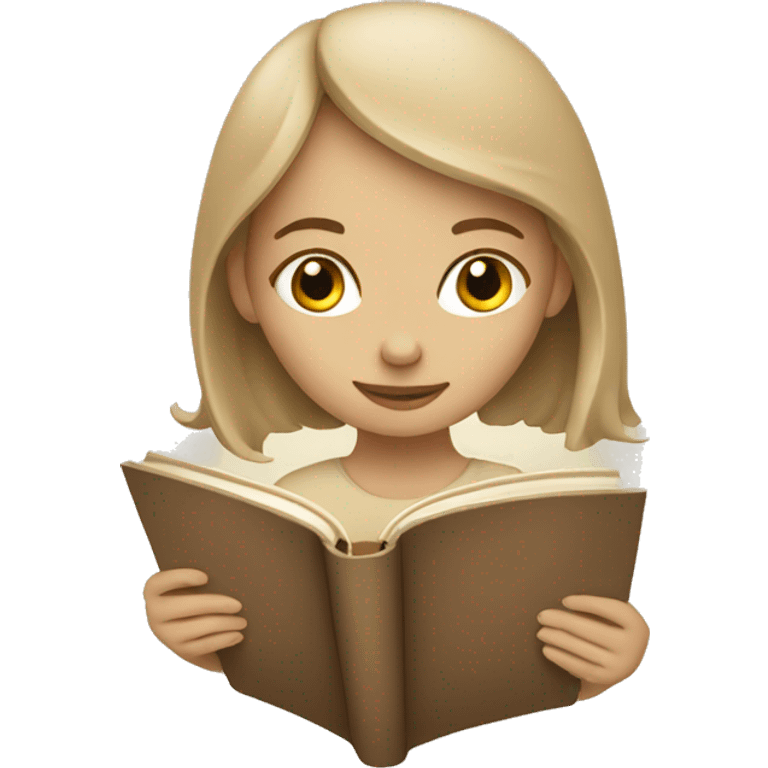 Girl reading a book. In beige tones  emoji