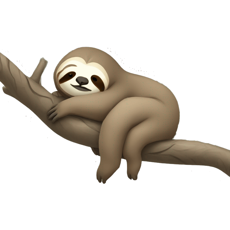 Sloth sleeping on the tree branch  emoji