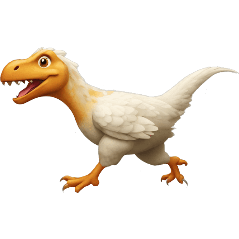 Hen chasing a dinosaur  emoji