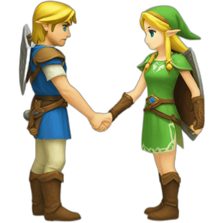 Link and Zelda holding hands (Tears of the Kingdom) emoji