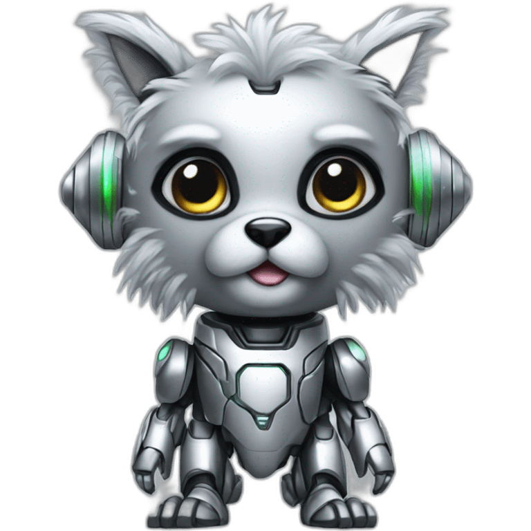 Cyber futuristic silver furry robot  emoji