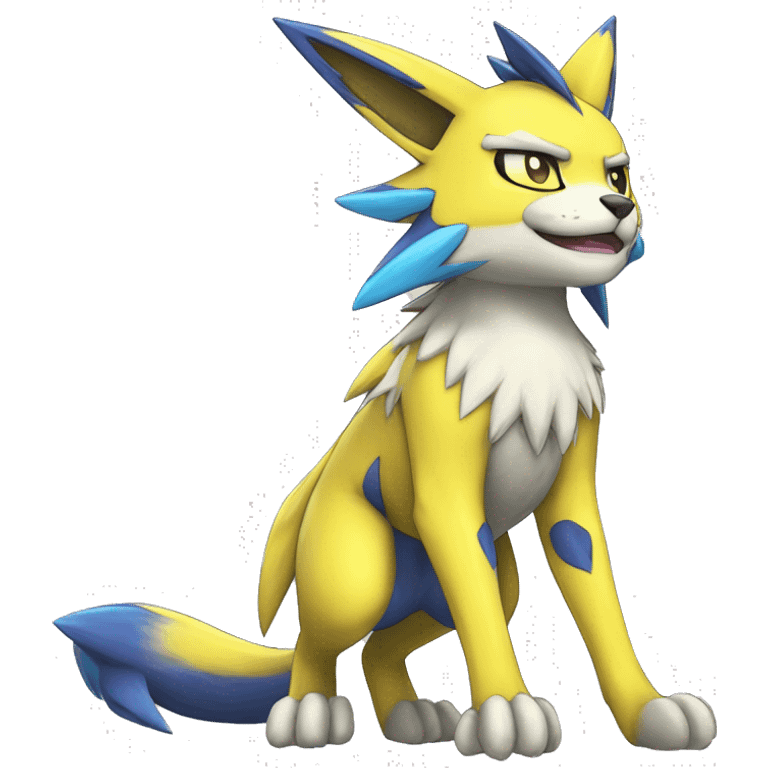 Shiny Colorful Anthro Edgy Cool Zeraora-Renamon-Pokémon-Fakémon Full Body Detailed High Quality  emoji