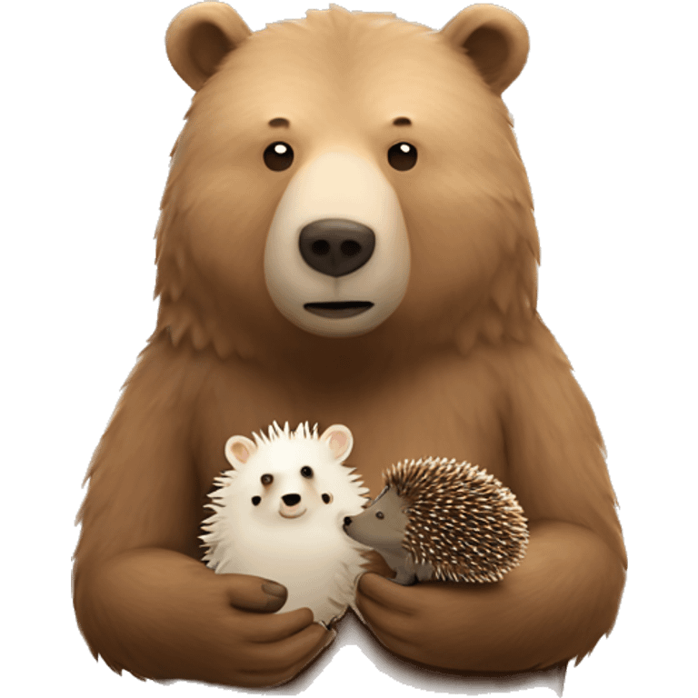 Bear Hand in Hand with Hedgehog  emoji