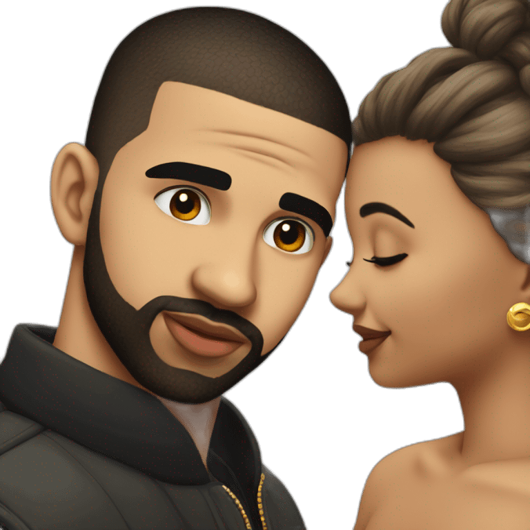 Drake facing left making a kissing face emoji