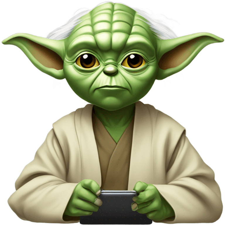 Master Yoda draws on a graphics tablet emoji