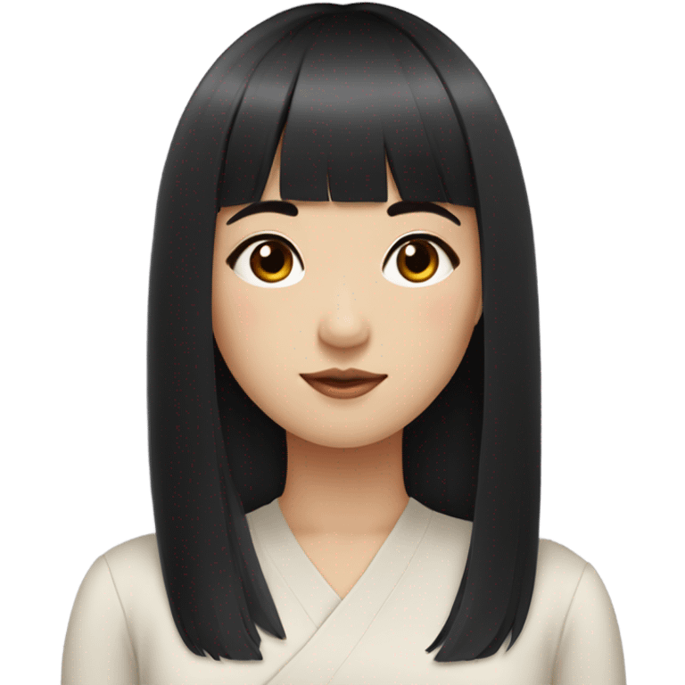 korean girl with shoulder length straight black hair with bangs emoji