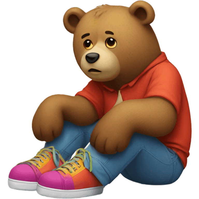 Sad bear wearing shoes emoji