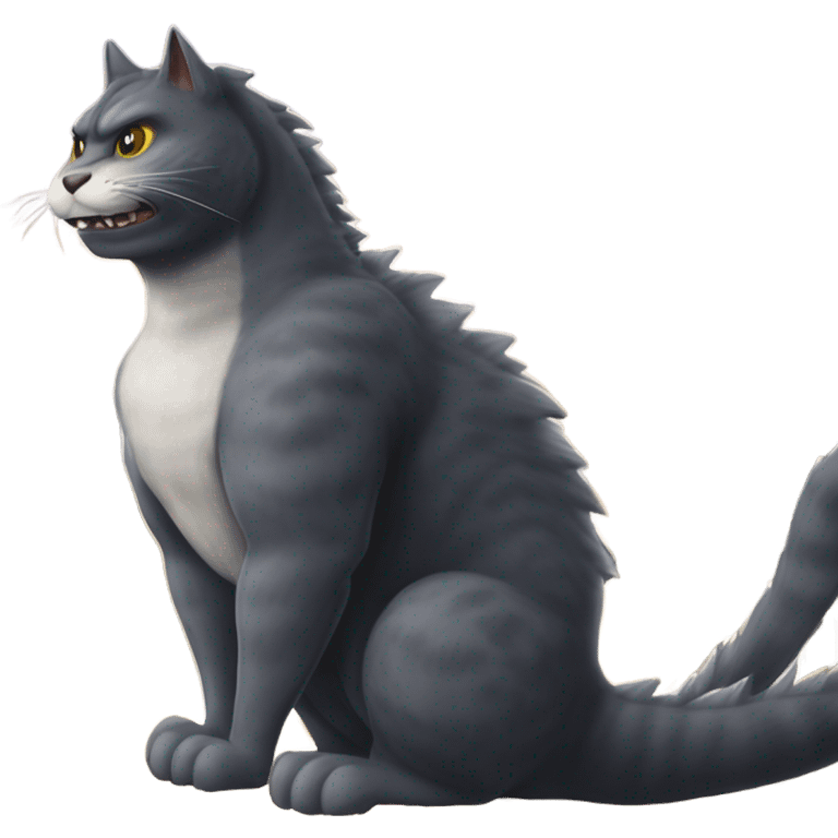 cat godzilla like taking over city emoji