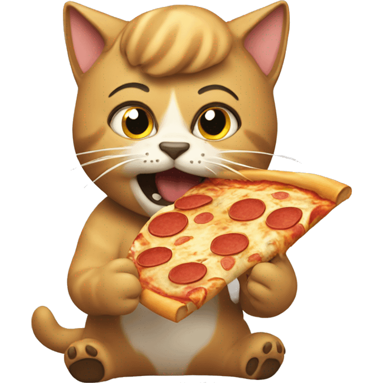 Gato comiendo pizza emoji