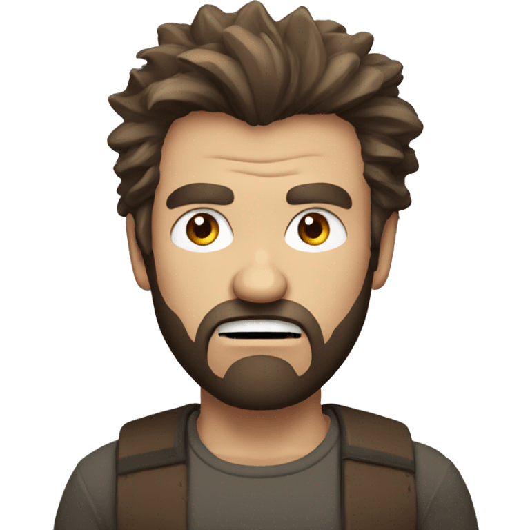 angry man head, scruffy brown hair, beard emoji