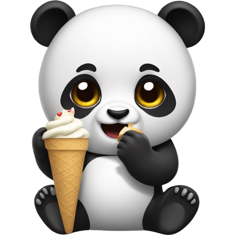 Panda eating ice cream emoji