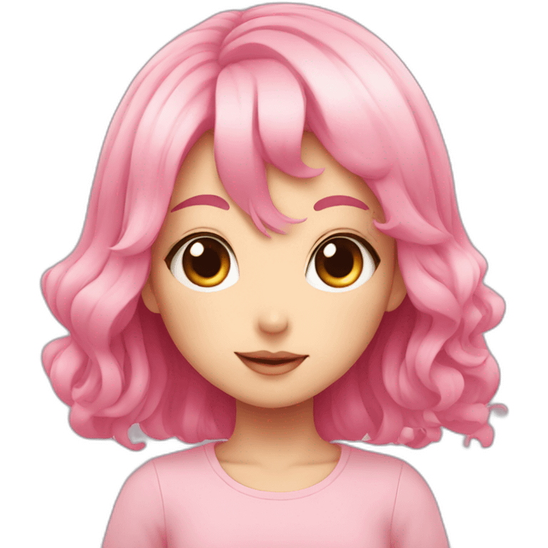 anime girl with big eyes and pink hair emoji