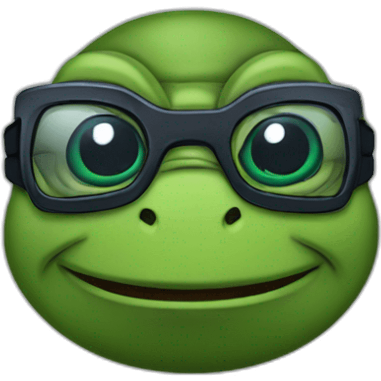 confused ninja turtle with glassess emoji