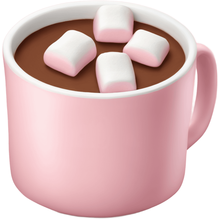 Light Pink mug of hot chocolate with marshmallows  emoji