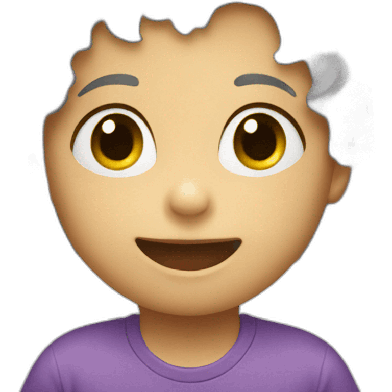 Child using a communication aid emoji