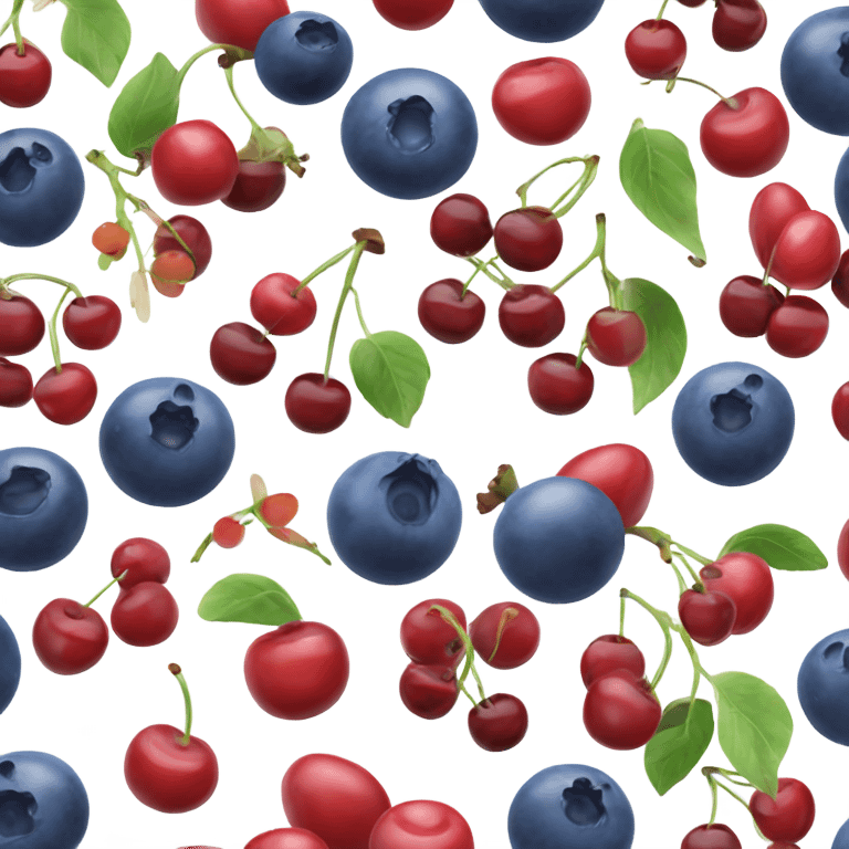 blueberry, cherry and pomagranate emoji