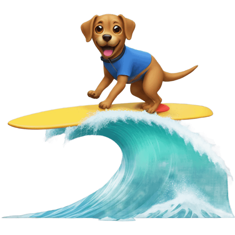 Dog surfing with a dinosaur  emoji