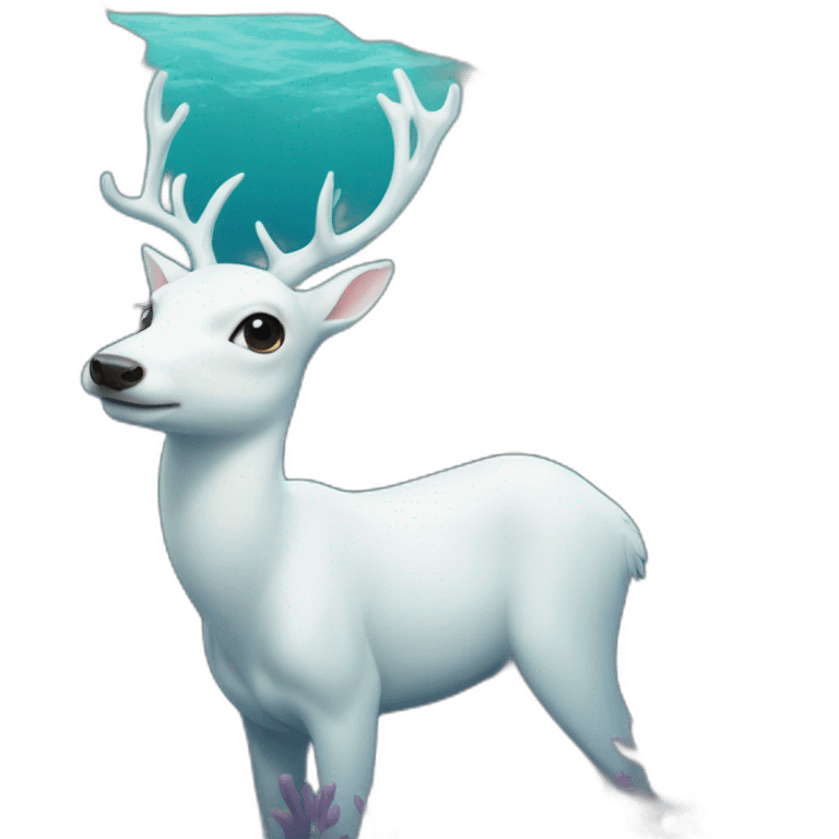 white deer swimming under the ocean emoji