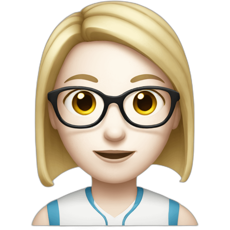 White girl with eyeglasses playing tennis emoji