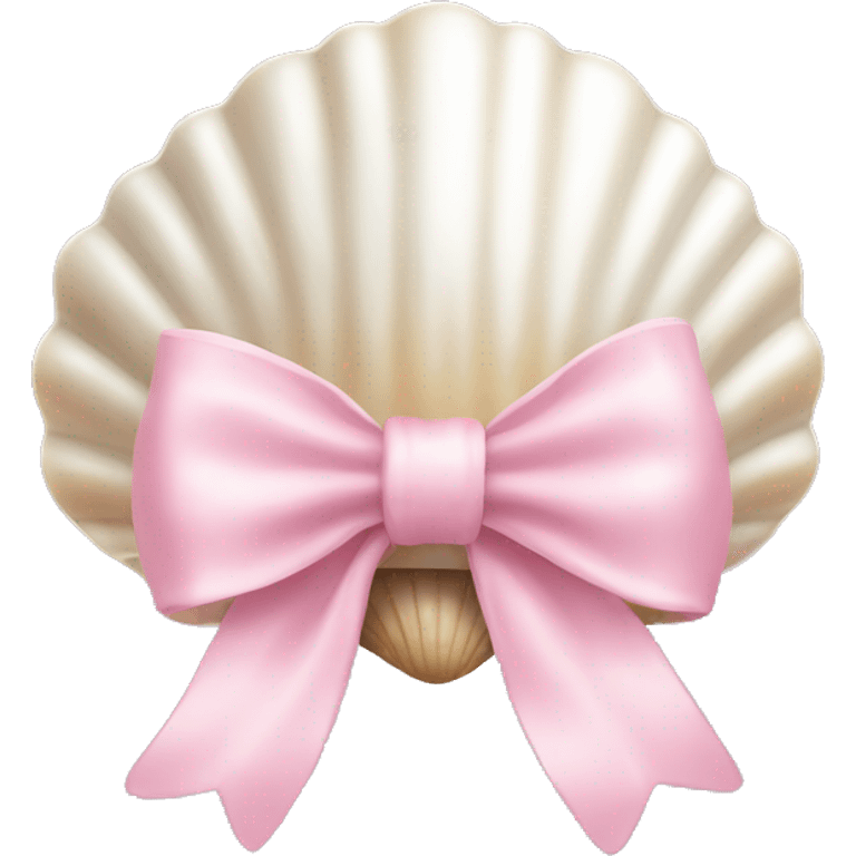 Pearl shell and light pink bow emoji