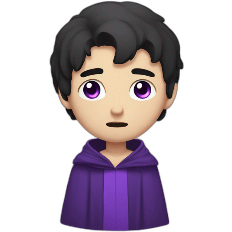 sad emo boy with purple eyes short dark hair wearing robes emoji