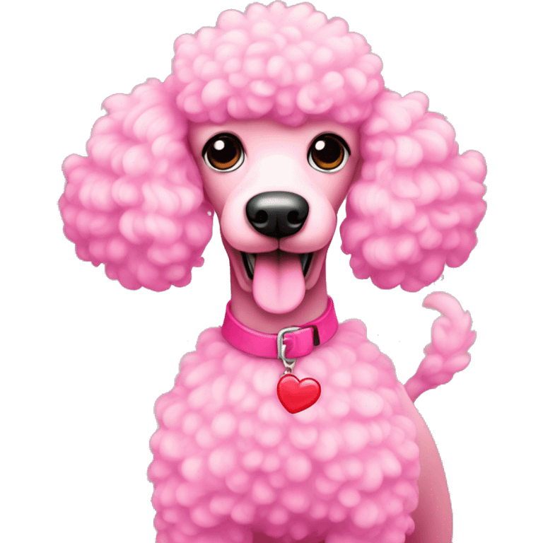 Pink poodle with a heart shaped tail emoji