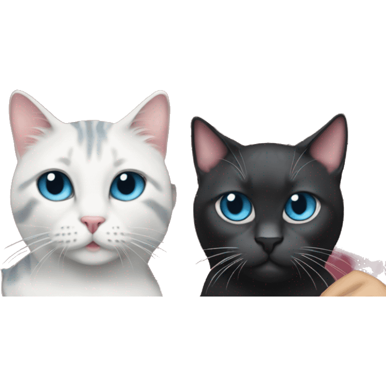 Woman with dark long hair, pink lips and blue eyes holding a tabby cat  emoji