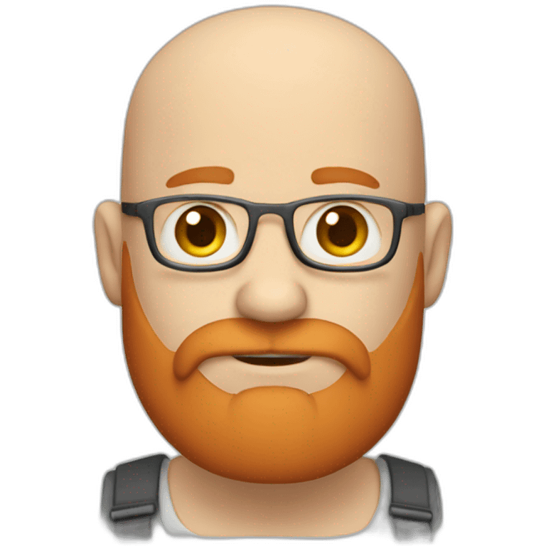 Bald man with red beard writing code emoji