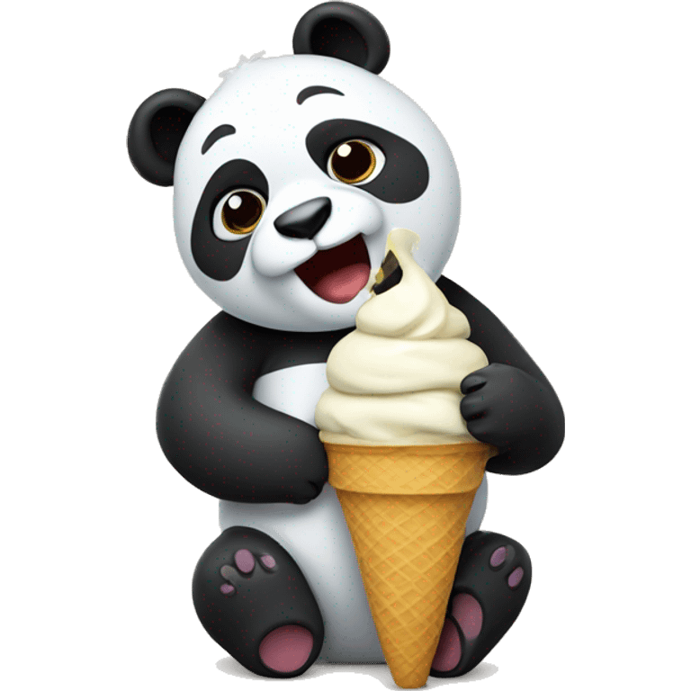 Panda eating ice cream emoji