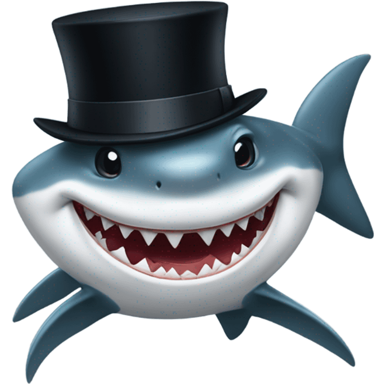 Shark with a top hat emoji