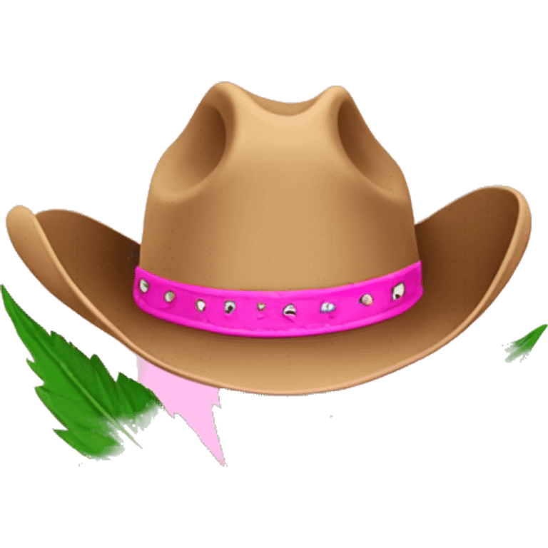 weed leaf with pink cowgirl hat emoji