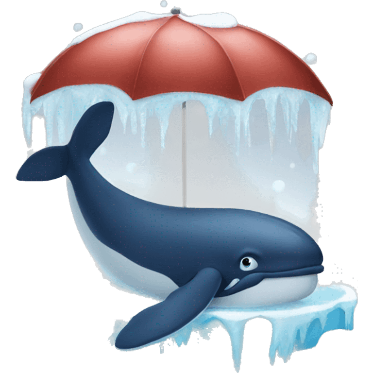 E whale freezing from cold emoji