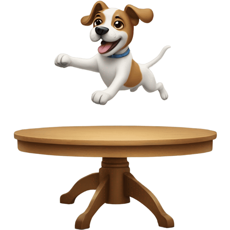 Dog dancing on a table emoji