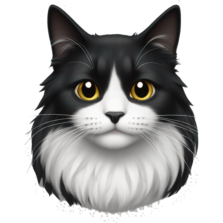 black long hair cat with black and white grid muzzle emoji