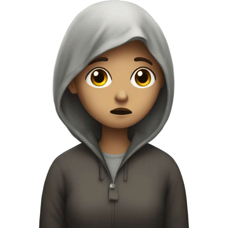 A sad woman on a gloomy day emoji