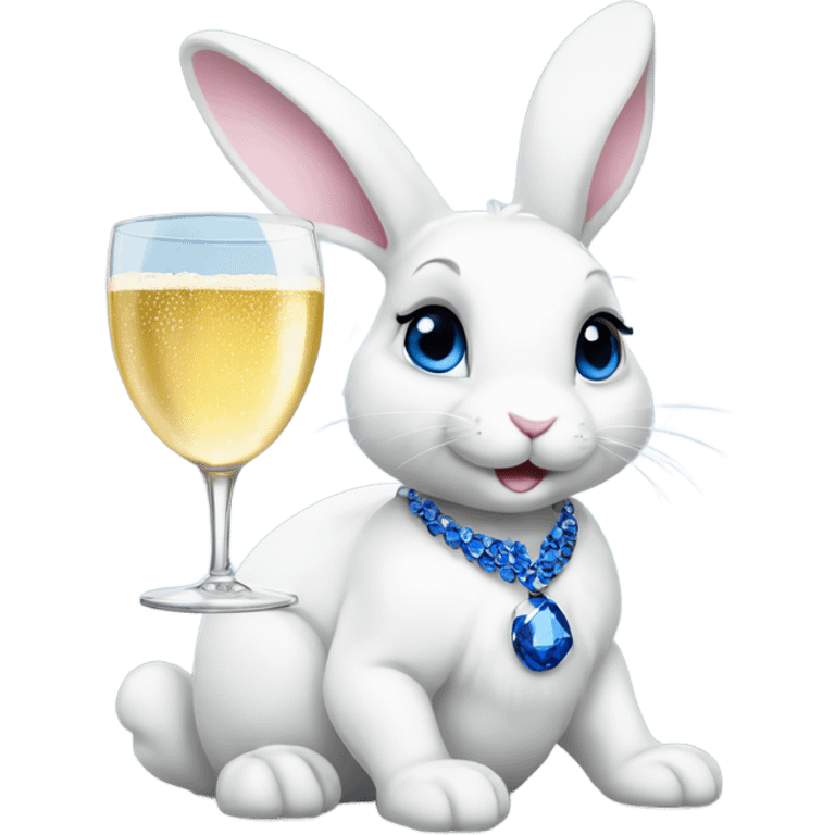 white female bunny wearing sapphires drinking champagne  emoji