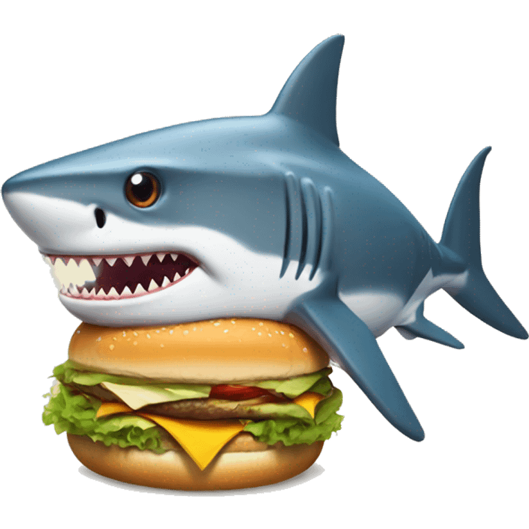 shark with a burger emoji