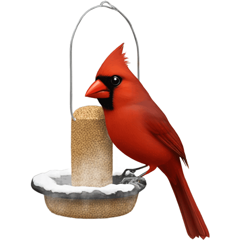 Cardinal on bird feeder emoji