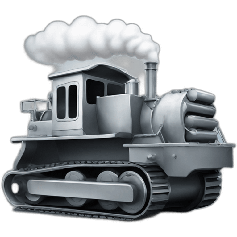 heavy machinery with steam coming out of them , silver emoji