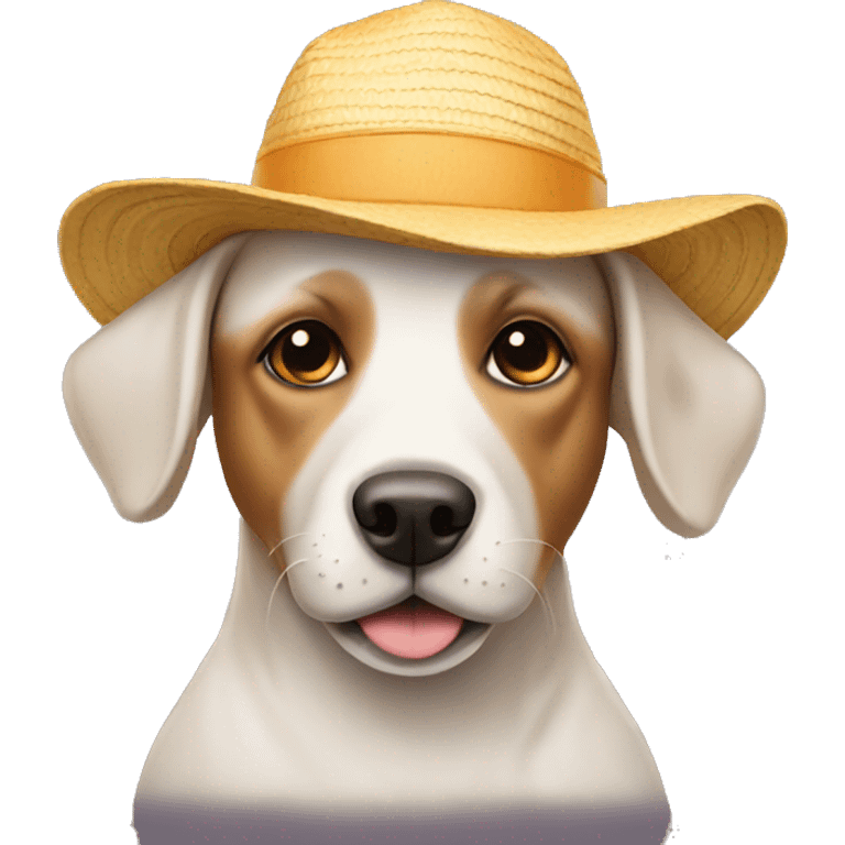 dog wearing a sun hat emoji